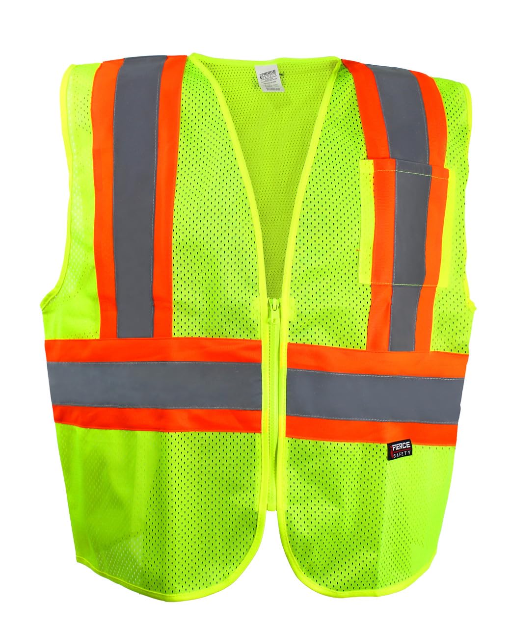 Fierce Safety Economy Class 2 Two Tone Green Vest with Chest Pocket (M)