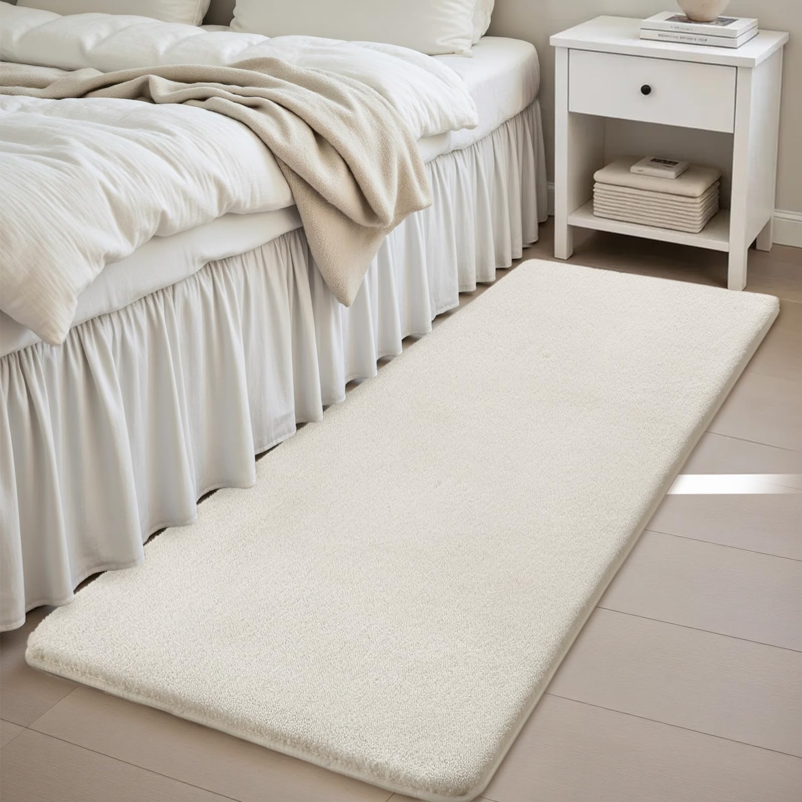 Treeboy Rugs Living Room 60x200, White Carpet Hall Runner Rugs for Bedroom — image 1