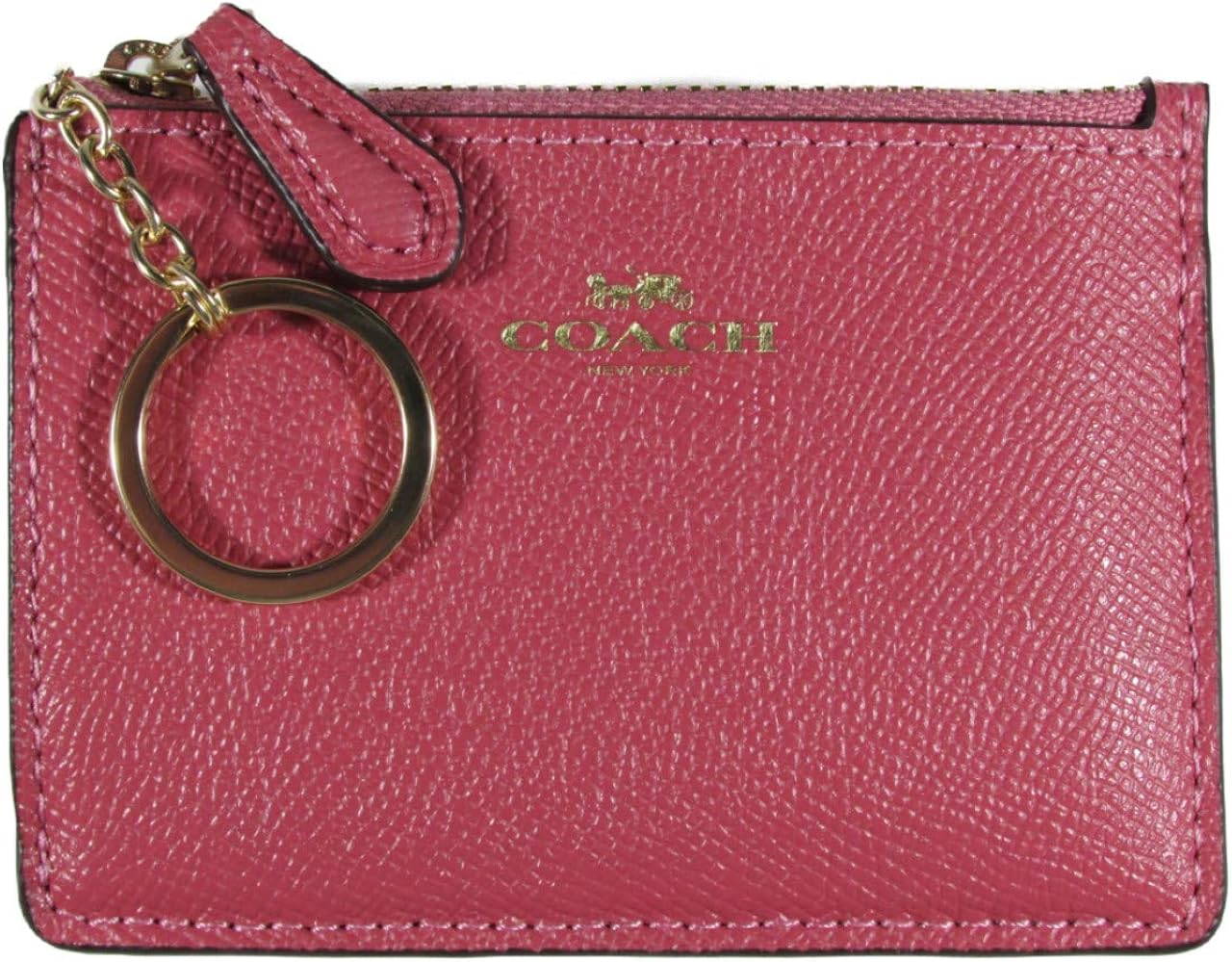 コーチ 小銭入れ Idケース クロスグレイン Coach Crossgrain Leather Mini Im Id Strawberry 別倉庫からの配送 並行輸入品 Skinny Imljv F
