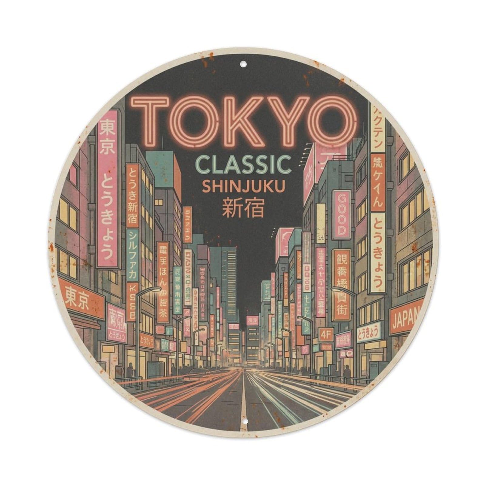 Vintage Travel Tokyo Japan Classic Vintage Metal Tin Sign Plaque Wall Decor for Cafe, Club Bar, Office, Garden Metal Poster 8x8Inch
