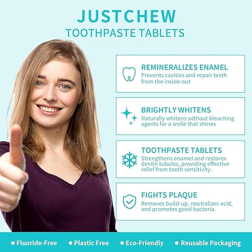 Miniatura 2 de Tabletas de pasta de dientes, nanohidroxiapatita, sin flúor y plástico, ecológico y apto para viajes, pasta de dientes blanqueadora natural,