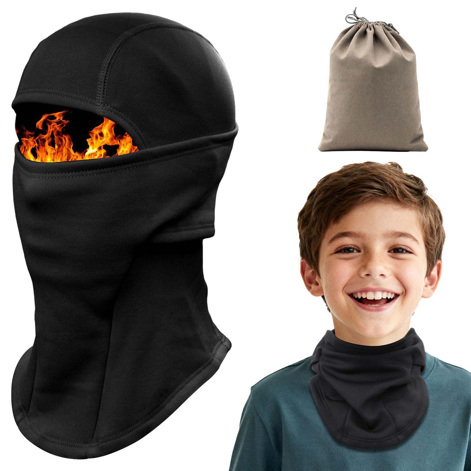 ZOCONE Pasamontañas Niños Forro Polar Pasamontañas Térmico de Invierno Niñas Balaclava Invierno Moto Niños Máscara de Esquí Ciclismo Prueba de Viento Gorro Termico Multifunción