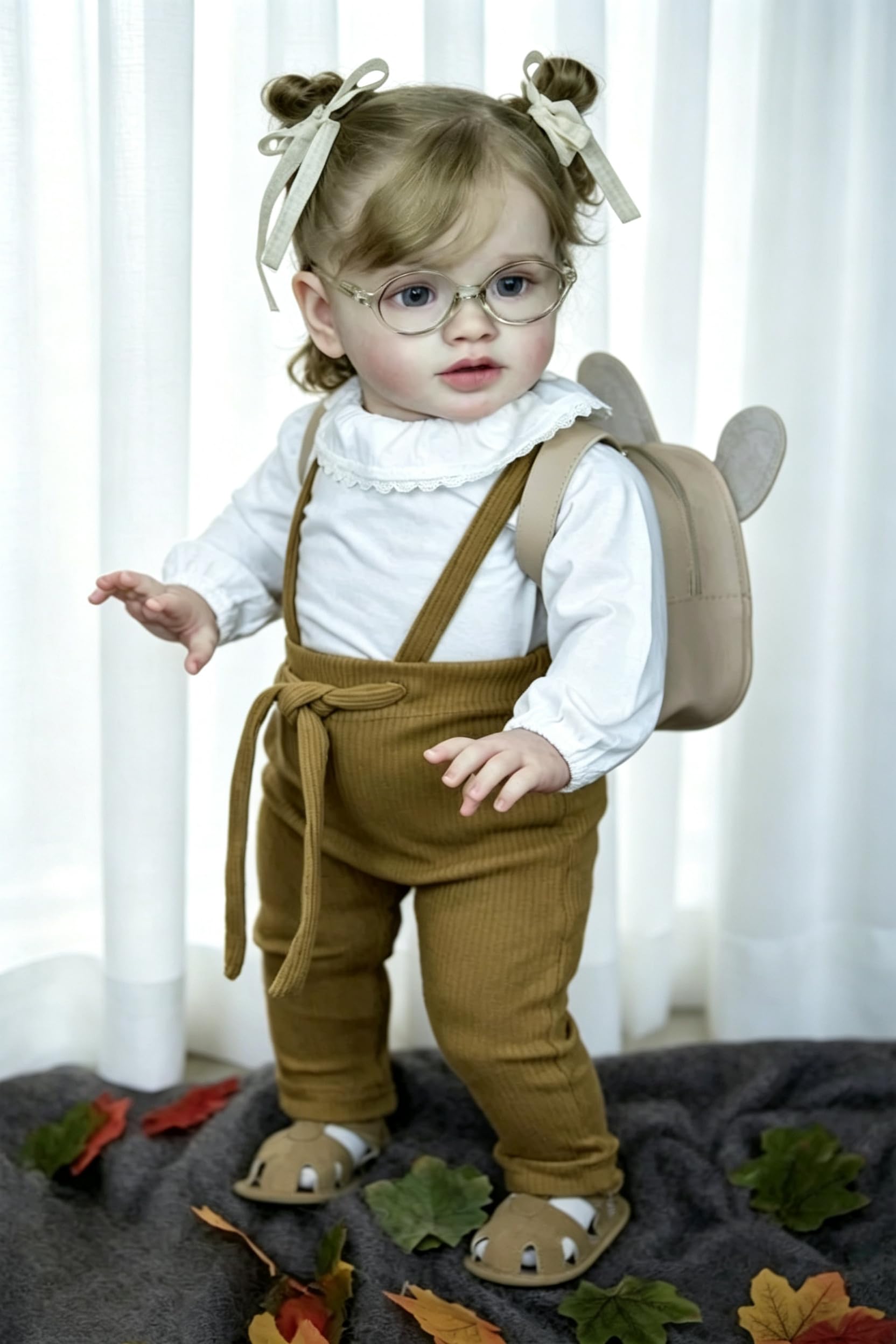 66 cm Reborn Kleinkind-Puppen Mädchen weiches Silikon Vinyl Neugeborene Babypuppen mit braunem Overall, realistische Reborn-Babypuppe, lebensechte Neugeborene, Kleinkinder, die echt aussehen