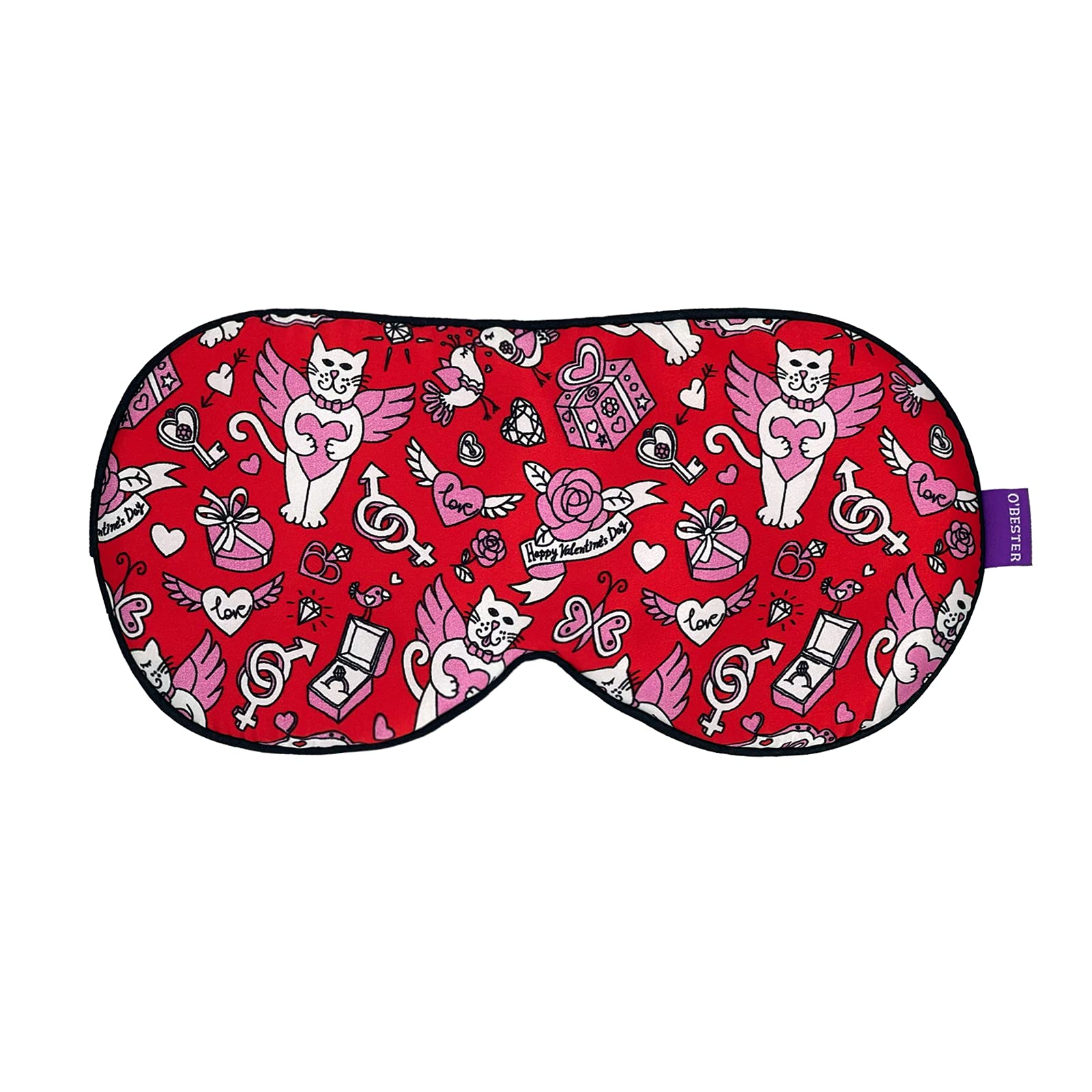 O’Bester Natural Silk Sleep Mask, Comfortable and Super Soft Eye Mask with Adjustable Strap, Ultimate Sleeping Aid, Blindfold, Blocks Light (cat)