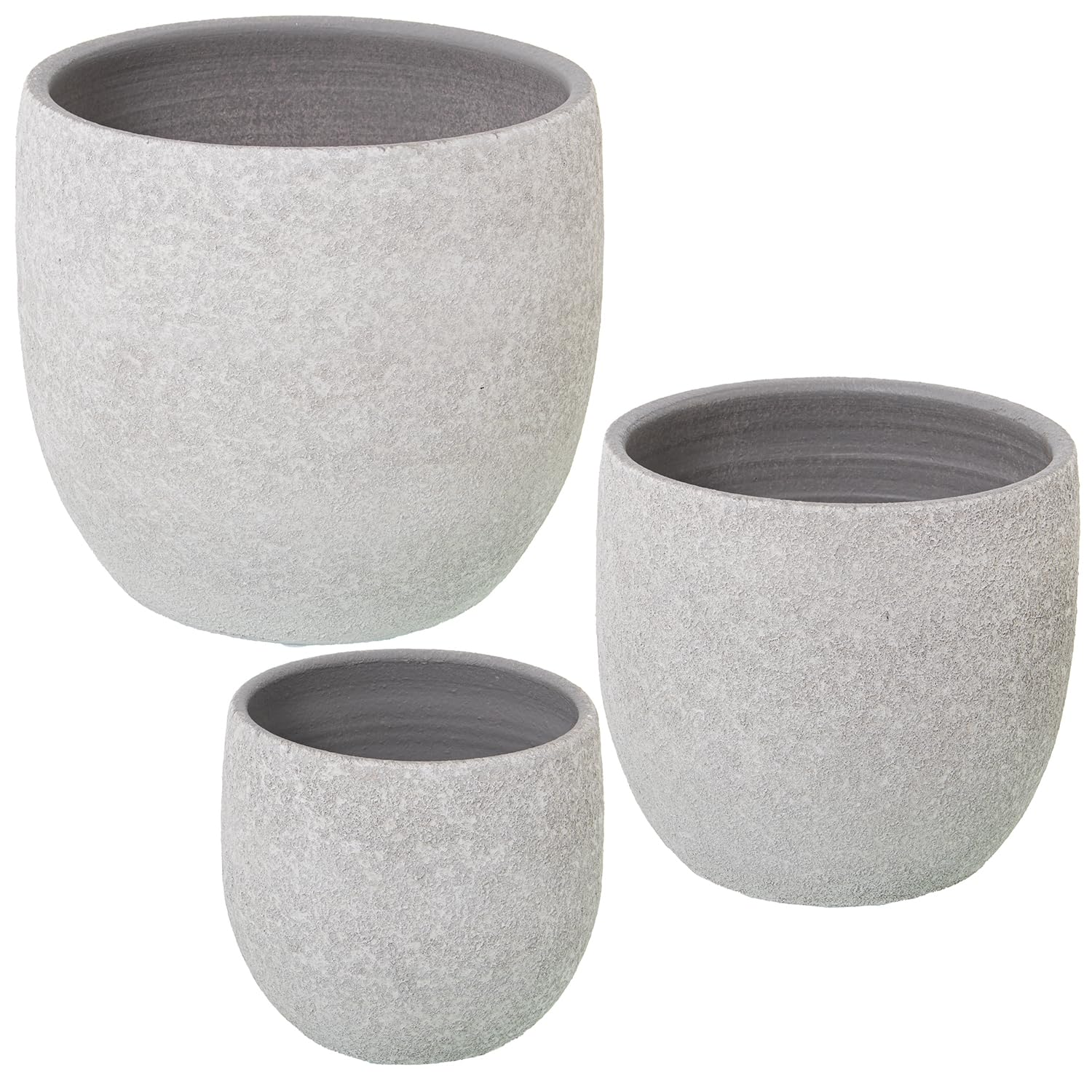 Pots en céramique artisanale lot de 3 design épuré blanc et sable