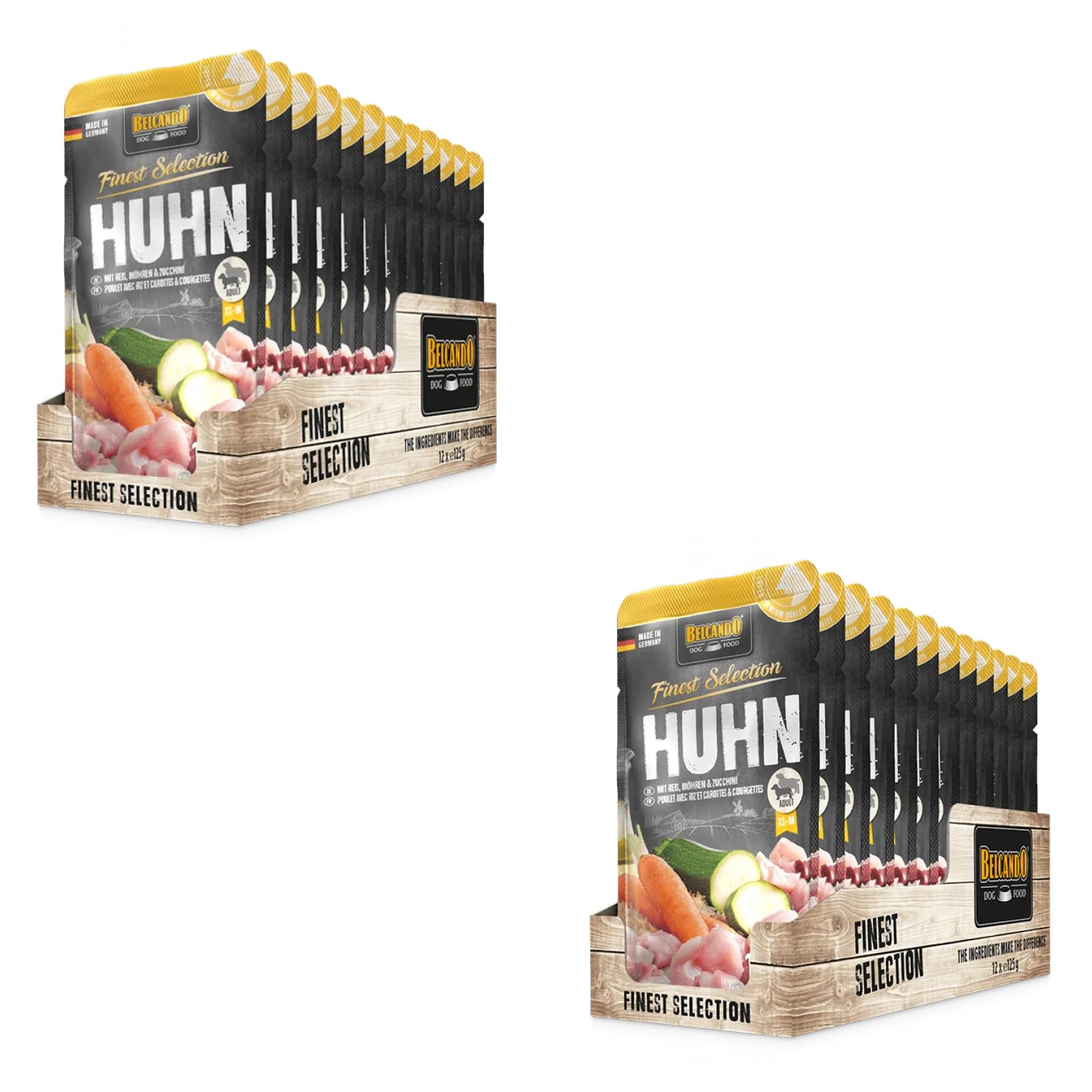 Belcando Finest Selection Adulto Pollo con Arroz, Calabacín y Zanahorias | Paquete Doble | 2 x 12 x 125 g | Alimento húmedo para Perros sensibles o exigentes