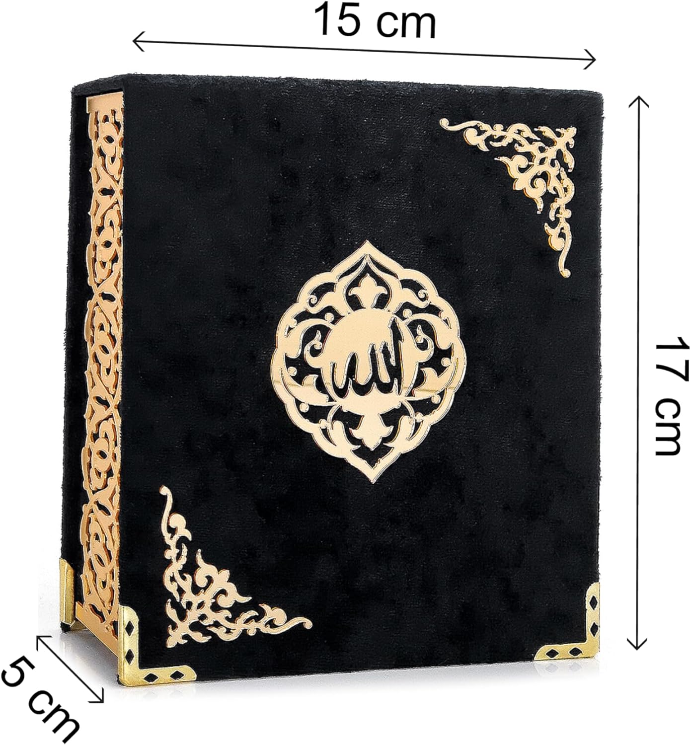 ihvan online, The Holy Qur'an Set, Islamic Prayer Gift Box with Pocket-sized Velvet Covered Quran, Tesbih, Inner Lid Names of Allah (Asmaul Husna), 3 Pieces for Ramadan & Eid & Dowry Gifts, Black