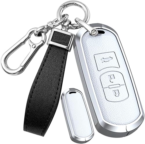 Miniatura 10 de HIBEYO Car Fob Cover for Mazda 2 3 3 Axela 5 6 6 Atenza 8 CX-3 CX-4 CX-5 CX-7 CX-9 MX-5 MX-5 Miata 3 Button Car Accessories Metal &Leather Key Case