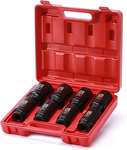 Miniatura 23 de EMENTOL Juego de llaves de impacto profundo de 4 piezas, 1/2 pulgada, CR-MO, 12 puntos, métrico, eje profundo eje juego de llaves de impacto - 1.181