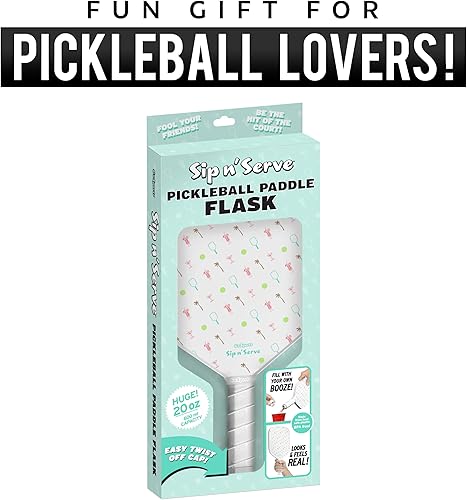 Miniatura 6 de GoSports Sip N' Serve Pickleball Paddle Flask (20 onzas)  Frasco de viaje con alcohol oculto  Divertido regalo de licor  Incluye embudo y boquilla