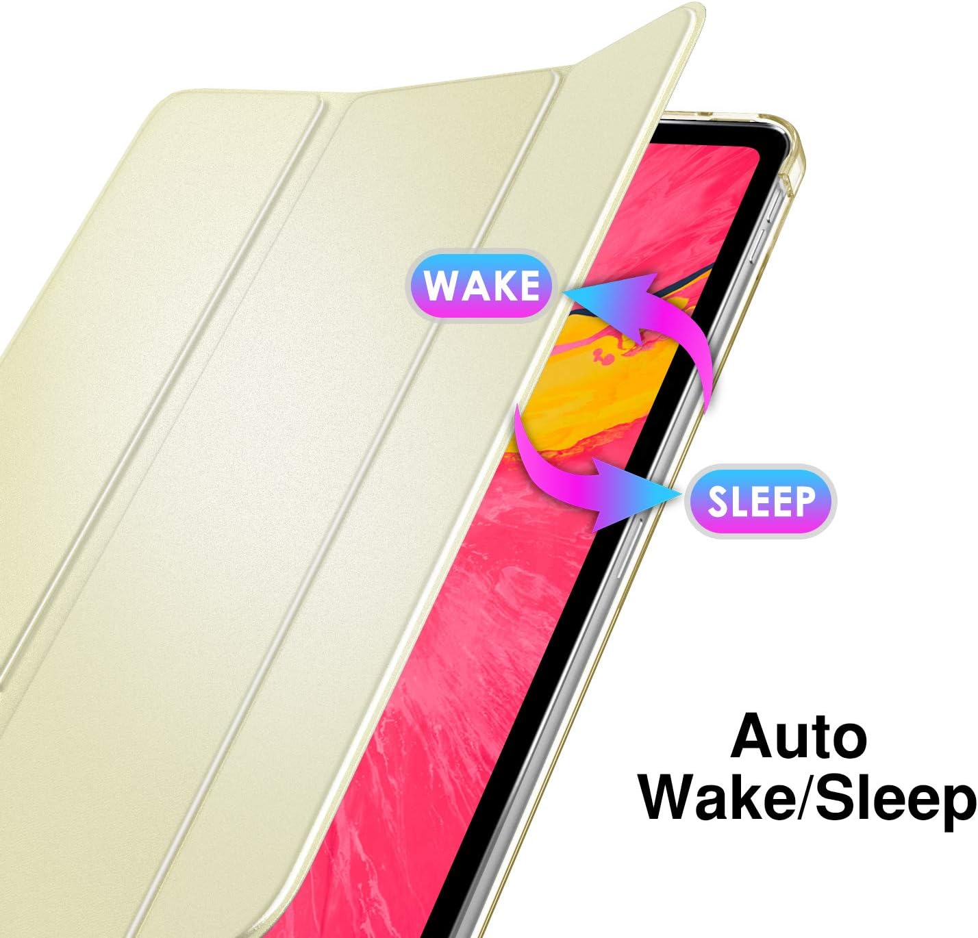 MoKo Case Fit iPad Pro 11" 2018 - Support Apple Pencil's Magnetic Attachment Feature - Slim Lightweight Smart Shell Trifold Stand Cover with Translucent Frosted Back, Auto Wake/Sleep - Champagne Gold