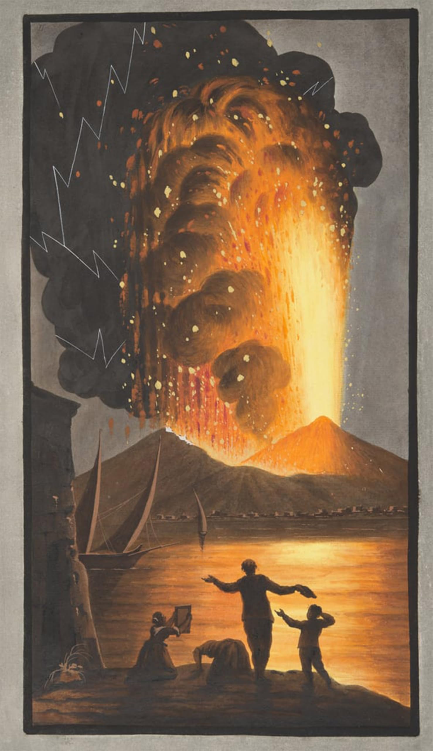 ARTXLXXBN Famous Print Painting Colorful Art Print View of the Great Eruption of Mount Vesuvius on Sunday Night August by Pietro Fabris Canvas Art Decorations for Home Decor 60x90cm