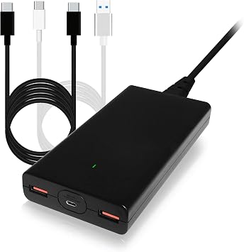 BatPower P120B 120W PD USB-C Slim Laptop Charger - Dual USB QC3.0, Compatible with Microsoft Surface Book 3/2/Pro X, USB-C Power Supply for Notebooks, Tablets & Type-C Devices