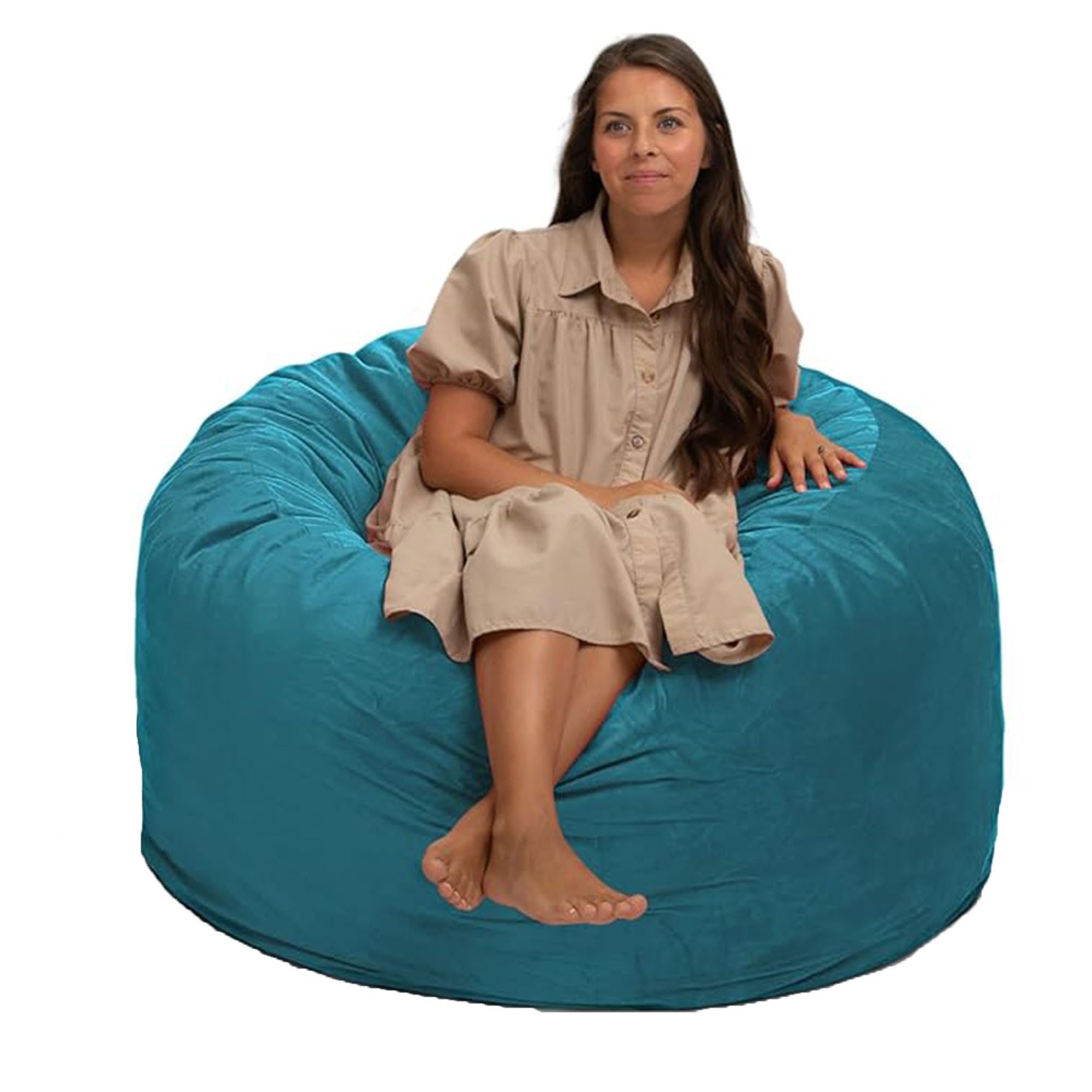 Ultimate Sack 4ft Bean Bag Chair, Oversize Bean Bag Chair for Adults, Comfy Chair Bean Bag Couch Lounge Sofa Loveseat Furniture | Teal Suede