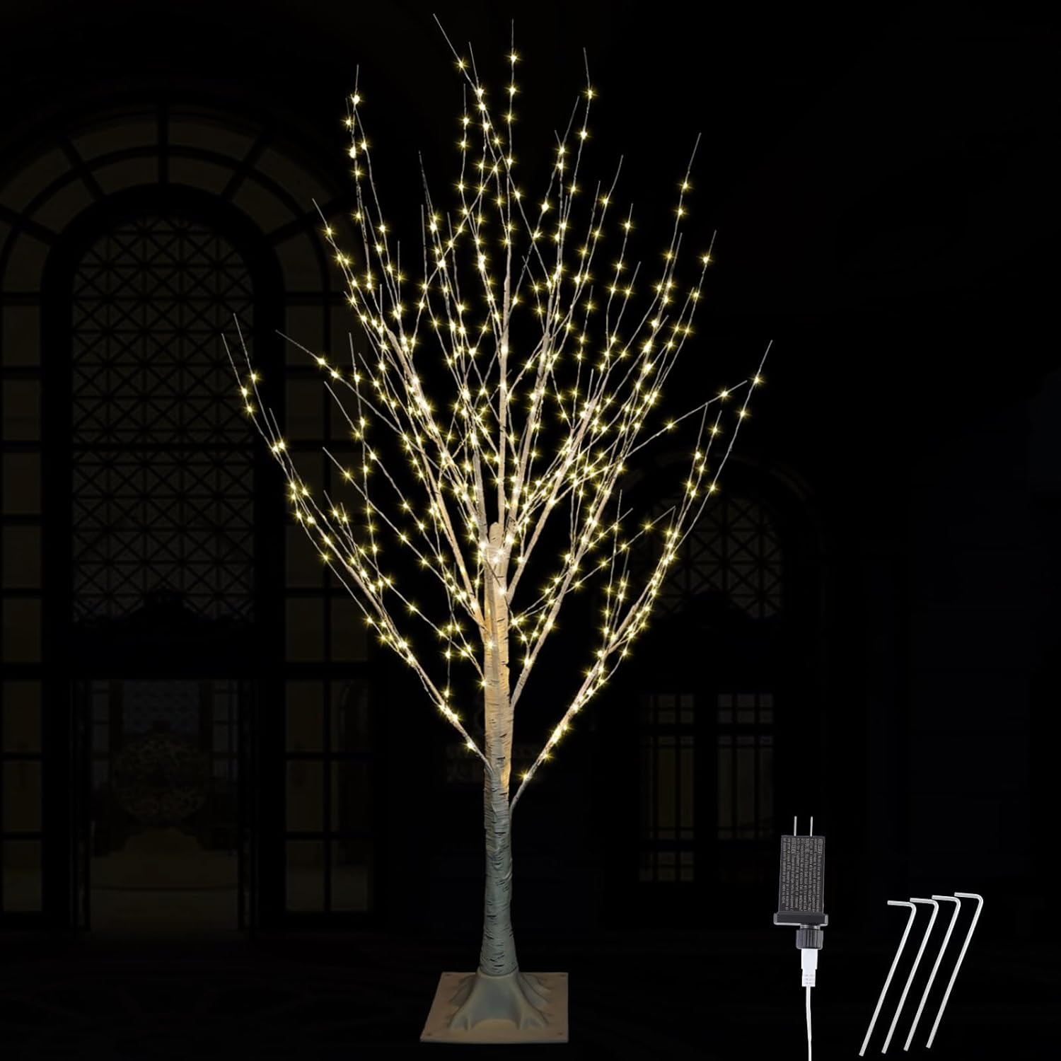 6FT Lighted Birch Tree 840 LEDs Warm White Lights with Twinkle Lights, LED Artificial Tree Lights, Light Up Tree for Indoor Outdoor Home Room Christmas Wedding Birthday Holiday Decoration