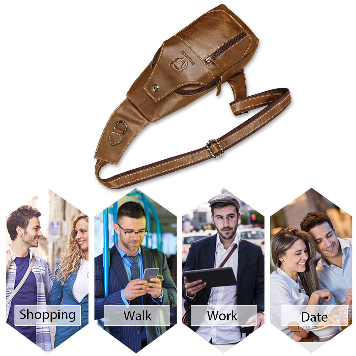 FANDARE Zaino Spalla Zaino Monospalla Uomo Zaino per Ciclismo Sling Bag Pelle Messenger Marsupio Messaggero Petto Spalla per Viaggio Sport Palestra Ciclismo Marsupio Zainetto