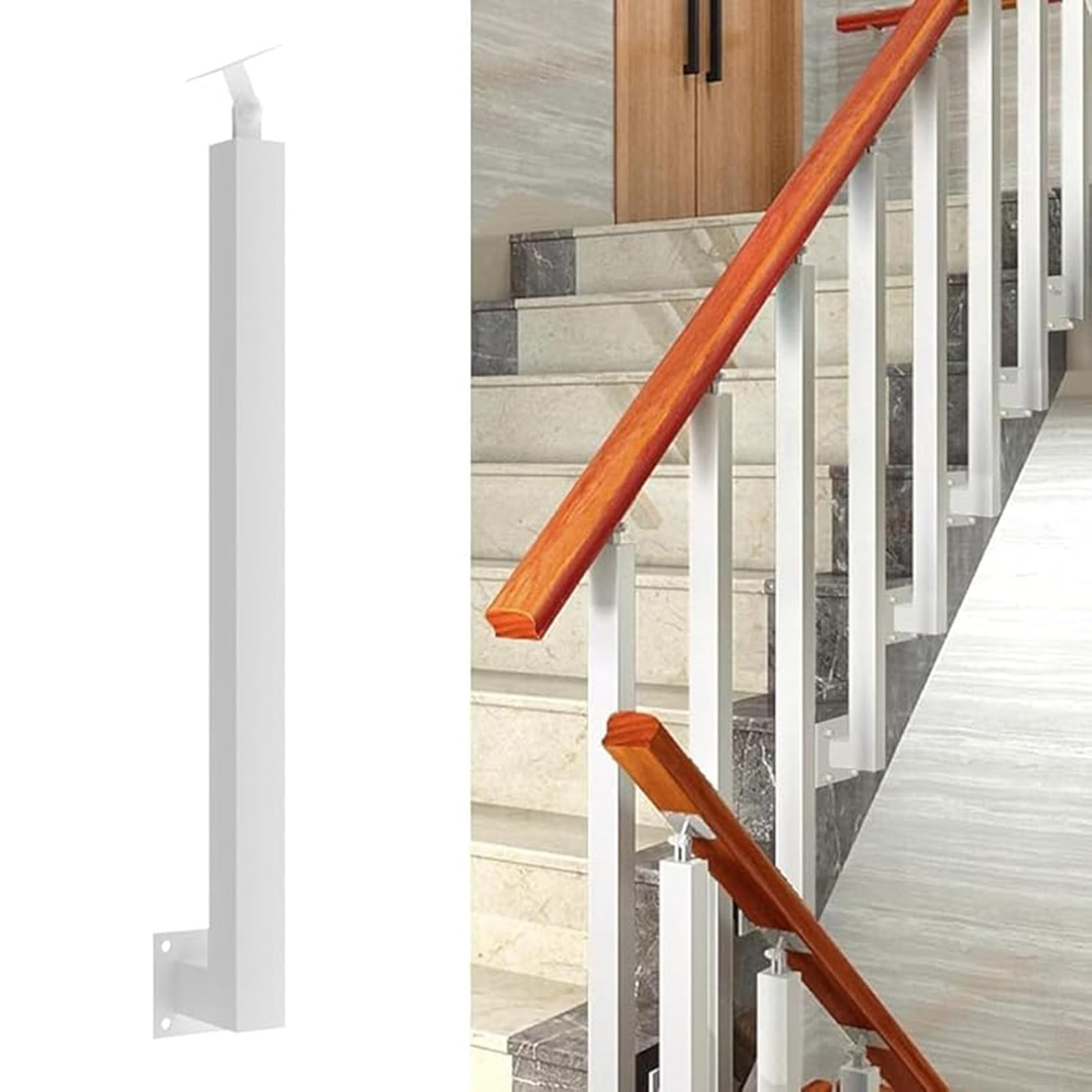 Poste de balaustres de escalera de metal de 90 cm con soporte ajustable de 270 grados para porche
