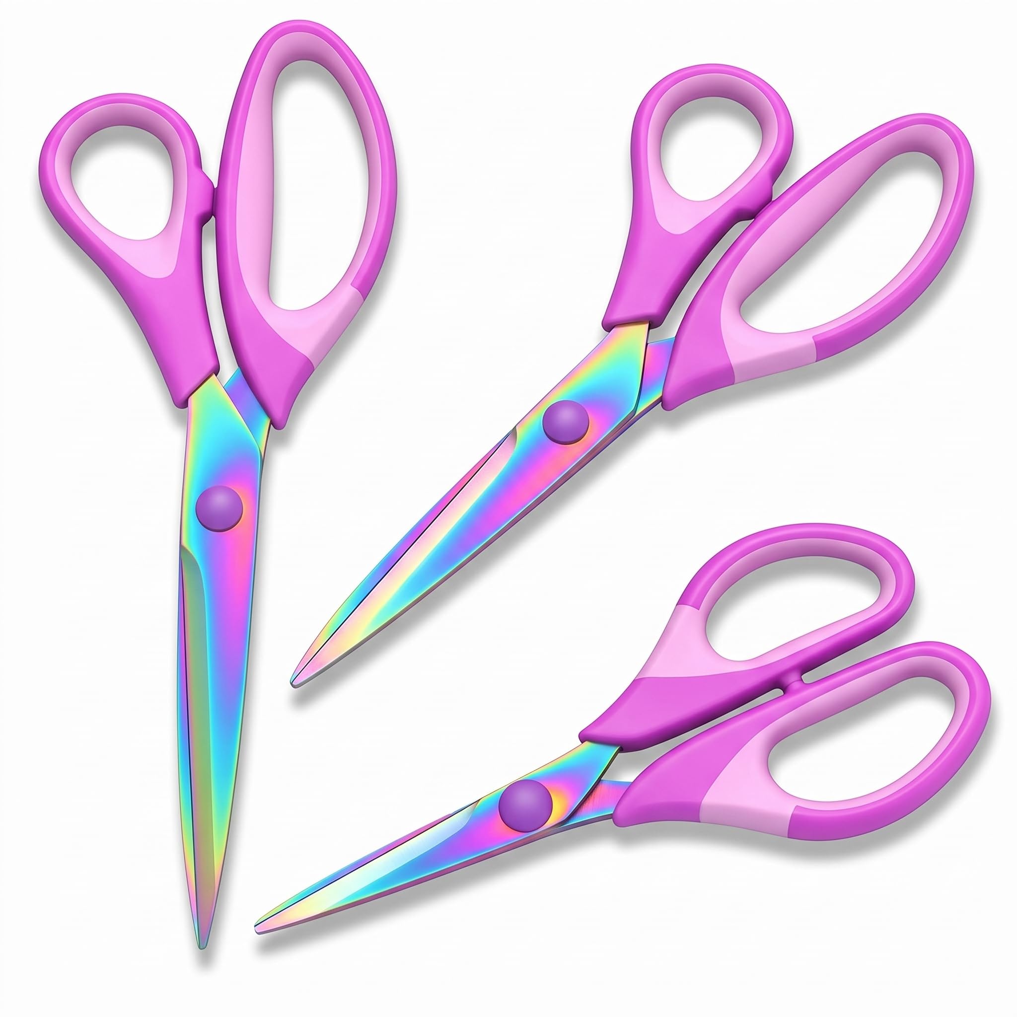 Scissors All Purpose 3 Pack，Premium Titanium-Coated Stainless Steel Blade Shears, Professional Ergonomic Comfort Grip for Office School Home Fabric Sewing DIY Craft Cutting General Use