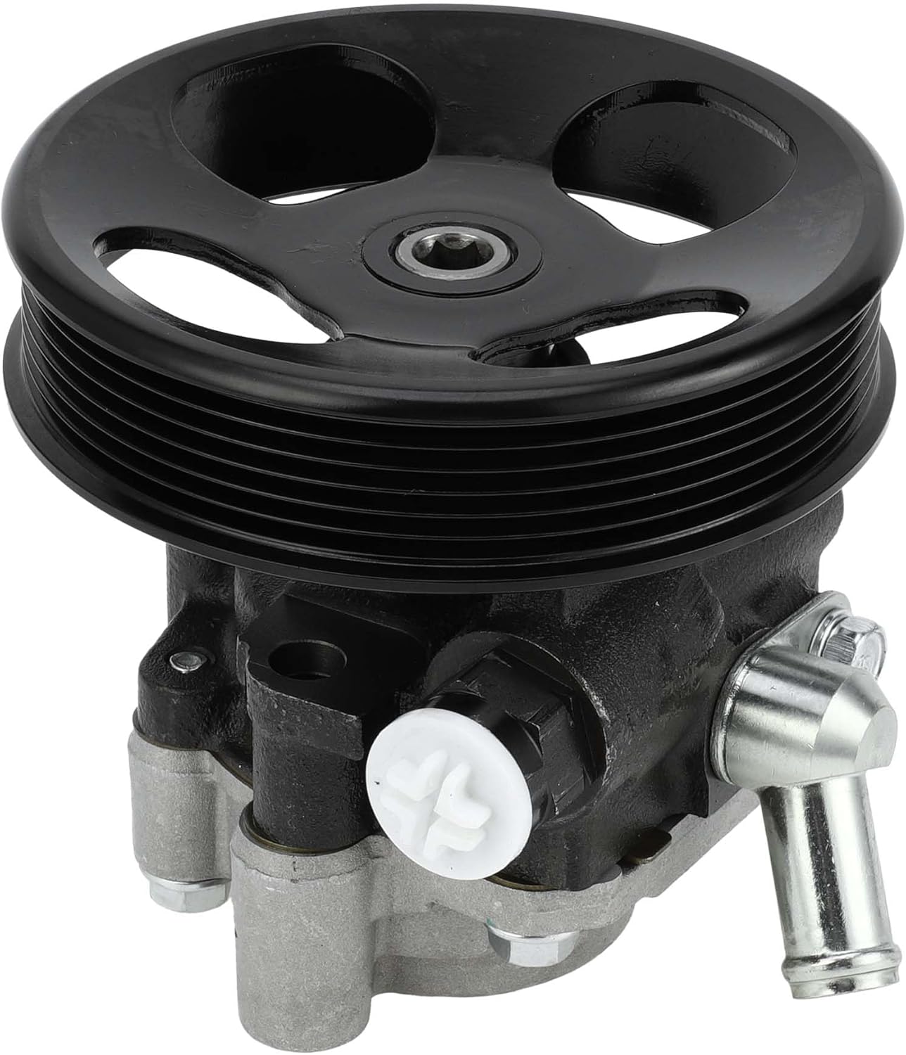 Power Steering Pump Compatible for Toyota Sequoia 4.7L V8 2001-2007 for Toyota Tundra 4.7L V8 2000-2006, Consistent Aluminum Alloy Silver Tone No.443100C030/443200C020 with Pulley