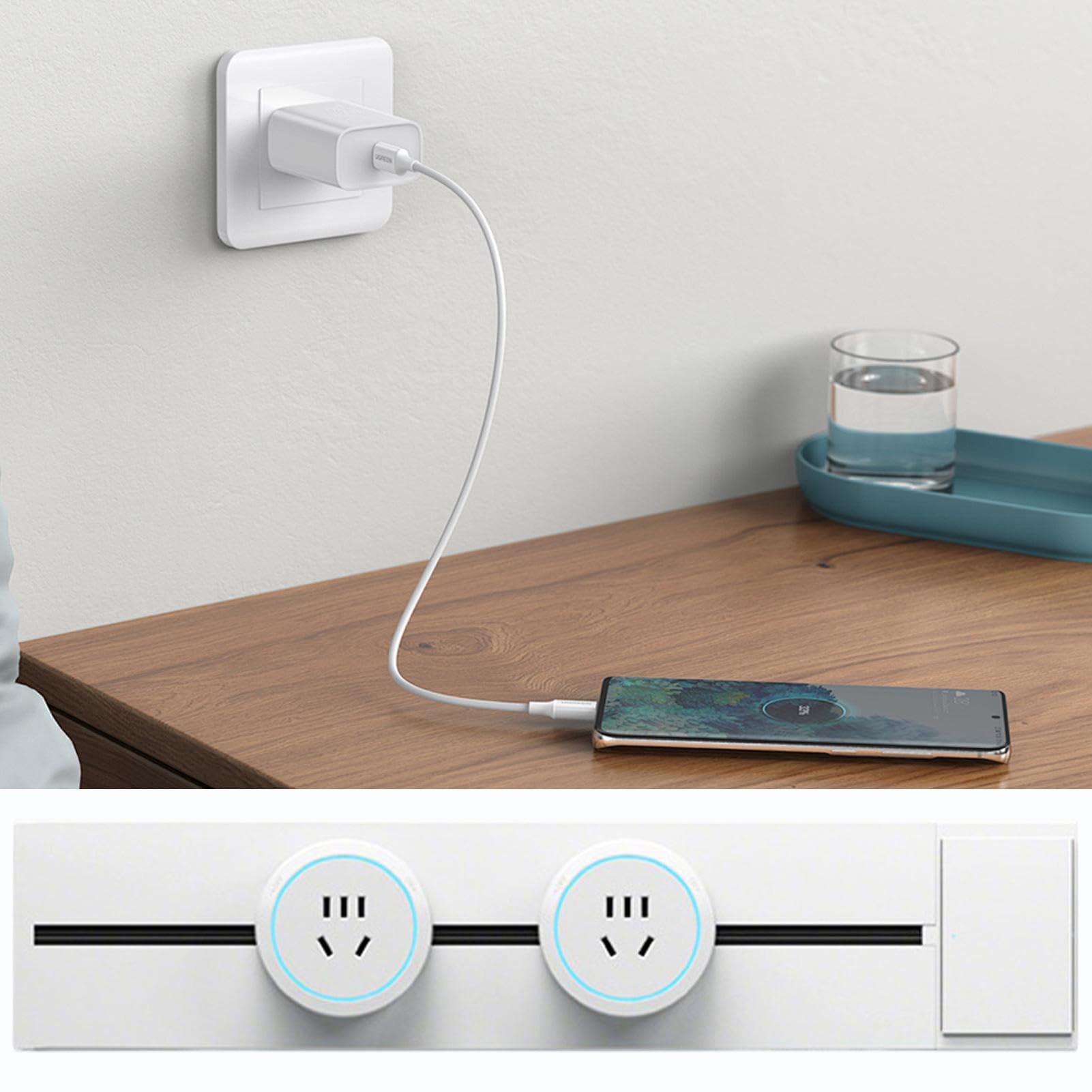 Regleta De Enchufes Múltiples Adaptadores Móviles para Enchufes | Carril Ajustable Para Enchufes Eléctricos Lugar De Trabajo Sala De Estudio Salón Cocina Hogar Hotel Escuela Apartamento
