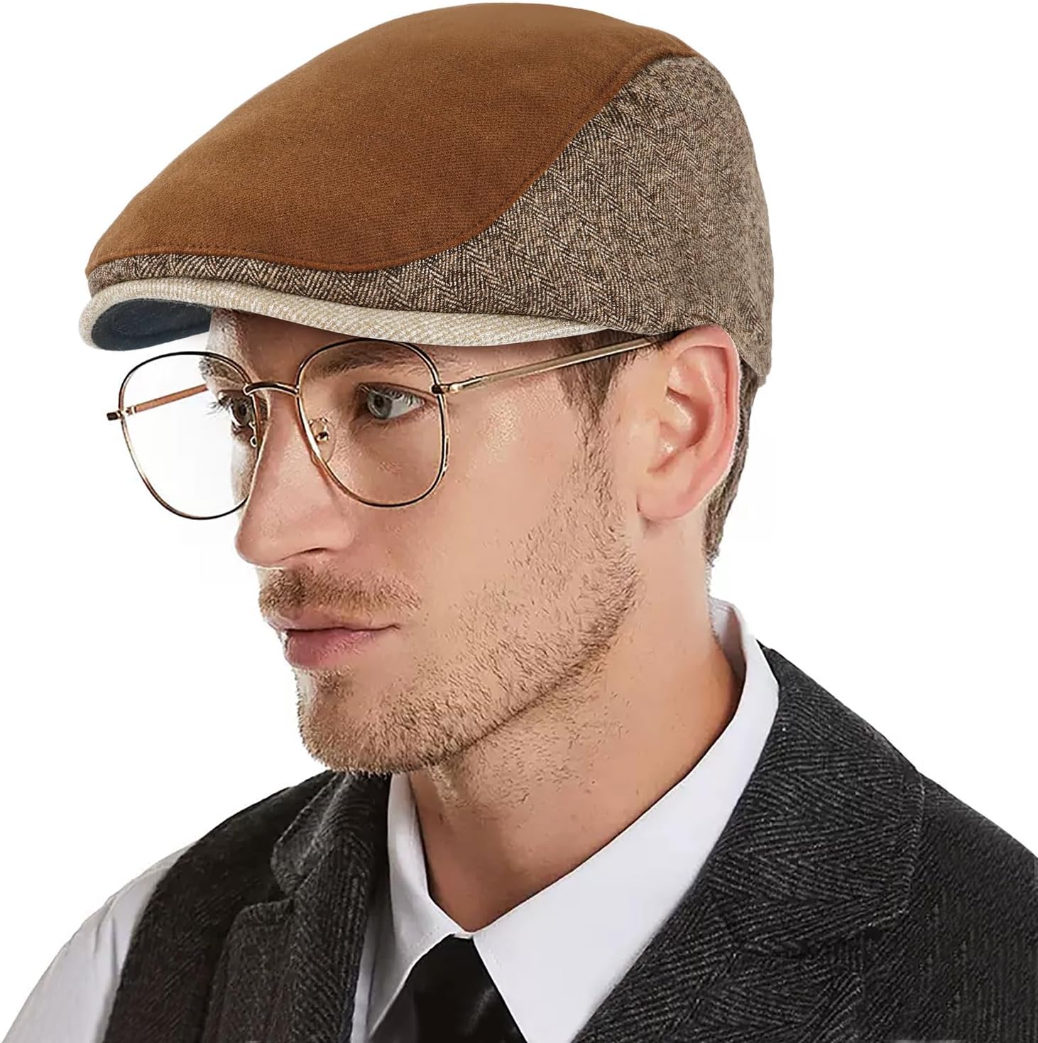DOCILADOCILA Ivy Cap for Men Retractable Invisible Earflap Caps Warm Outdoor Ear Cover Wool Blend Beret Flat Newsboy Gatsby Hats