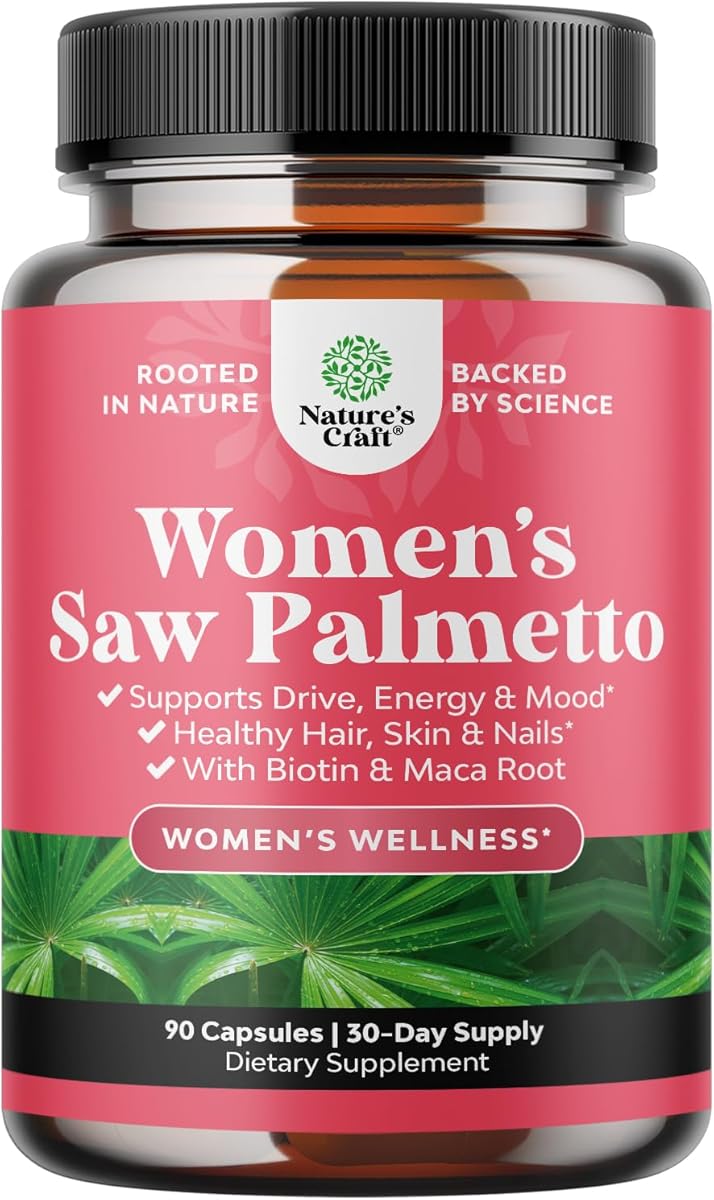 Extra Strength Saw Palmetto for Women 500mg - DHT Blocker for Women 30-Day Supply - Hair Vitamins for Hair Loss Supplement - Pure Saw Palmetto Extract Capsules with Maca Root & Biotin - 90 Capsules