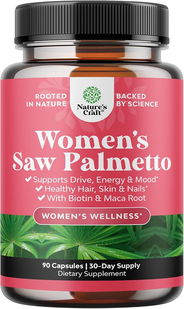 Saw Palmetto for Women 500mg - DHT Blocker for Women 30-Day Supply - Hair Vitamins for Hair Loss Supplement - Saw Palmetto Extract Capsules with Maca Root & Biotin - 90 Count