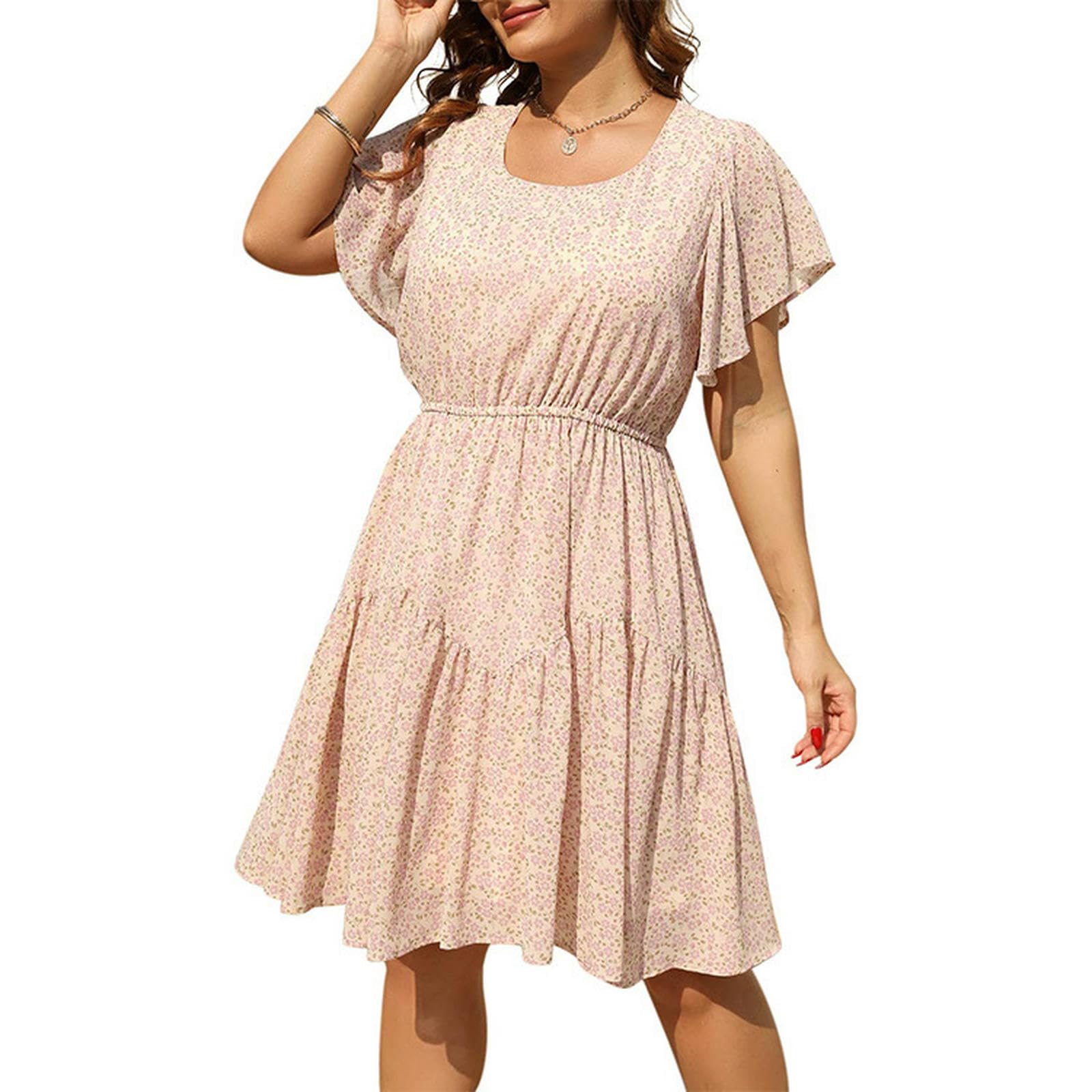 Robe mi-longue imprimée en mousseline de soie haut de gamme aux finitions soignées