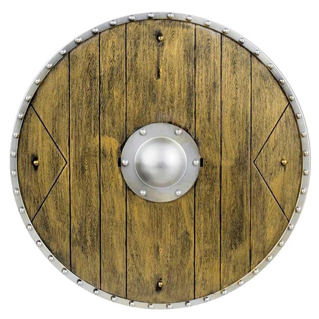AC - Pack de 2 Escudos Vikingos de plástico, complementos para Disfraces de Adulto, Carnaval, Halloween, Arde…