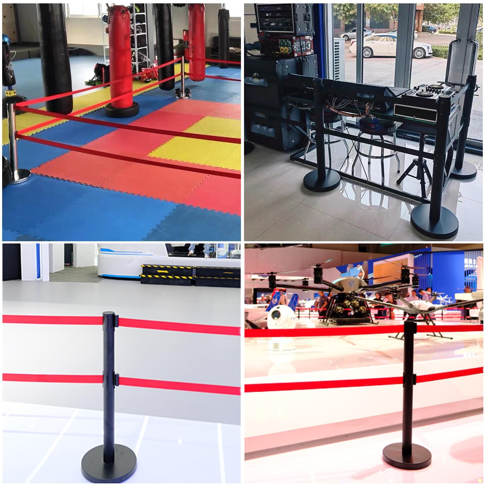 Bolardos de control de visitantes, bolardos con correas retráctiles, bolardos de acero inoxidable con correas dobles, fácil instalación para aeropuertos, bancos y hoteles