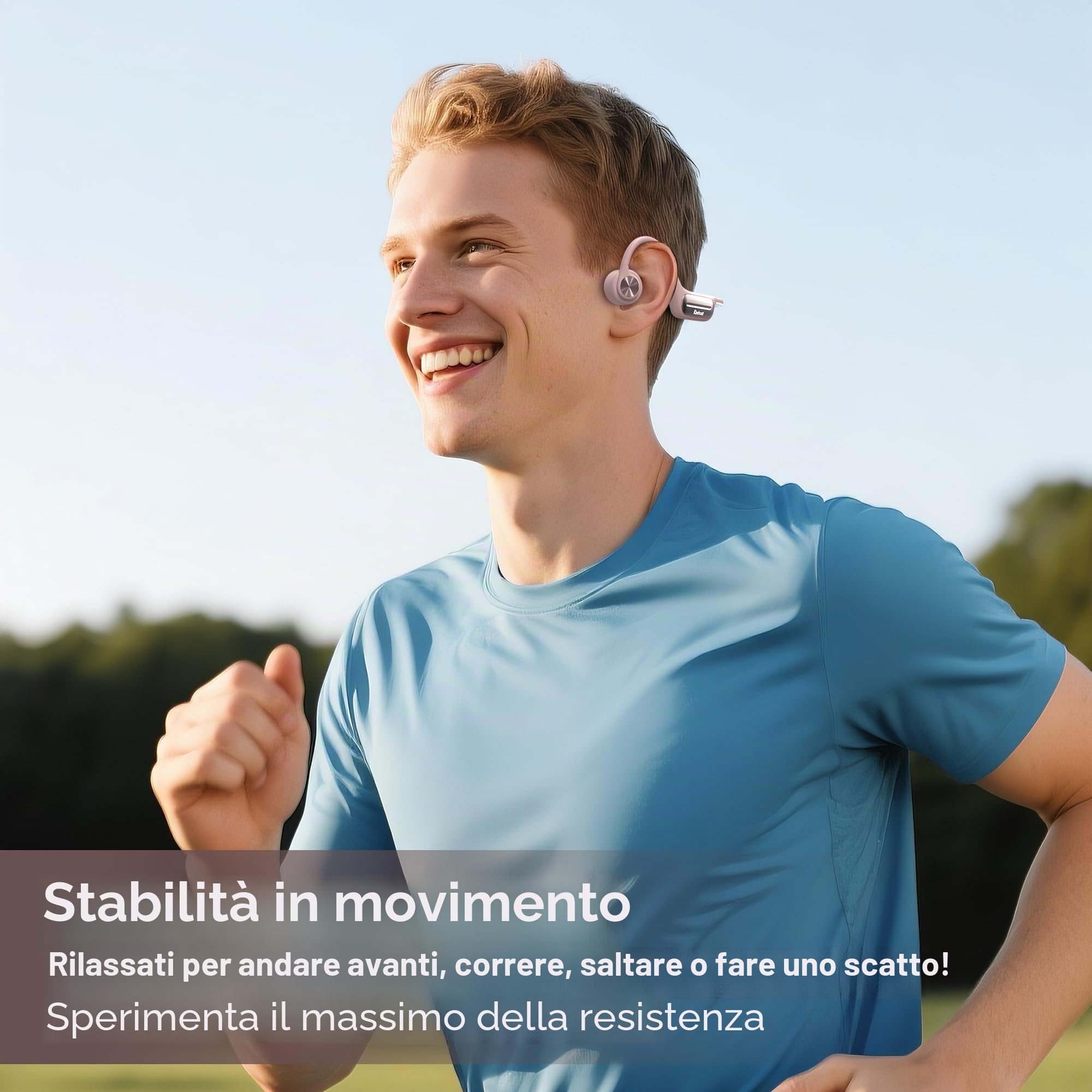 Cuffia Conduzione Ossea per Nuoto, Auricolare Open Ear Bluetooth 5.3 IP68 Impermeabile, Memoria MP3 32G, per Sport, Nuoto, Ciclismo, Corsa (Rosa)