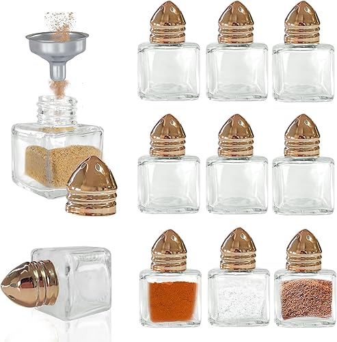 24 mini saleros y pimenteros con herramienta de embudo de 0.5 onzas, mini tarros de condimentos de vidrio para cocina, restaurante, viajes, hogar,