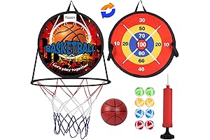 2-in-1 Basketball Hoop and Dart Board for Kids