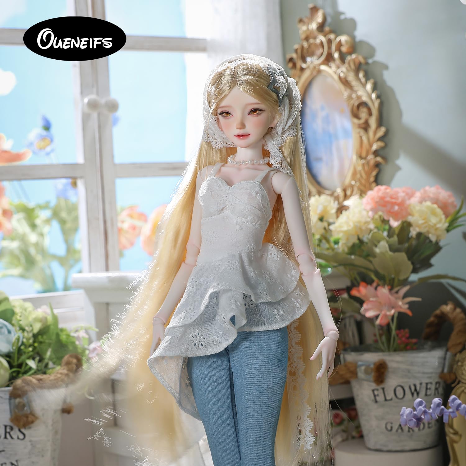Oueneifs 1/4 Xana Fullset F Bjd Doll zabawka z żywicy dla dzieci w wieku 15 lat (biała górna część odzieży)