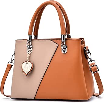 Bolsos de piel para mujer con asa superior y costuras de color en  contraste, Marrón : Amazon.com.mx: Ropa, Zapatos y Accesorios