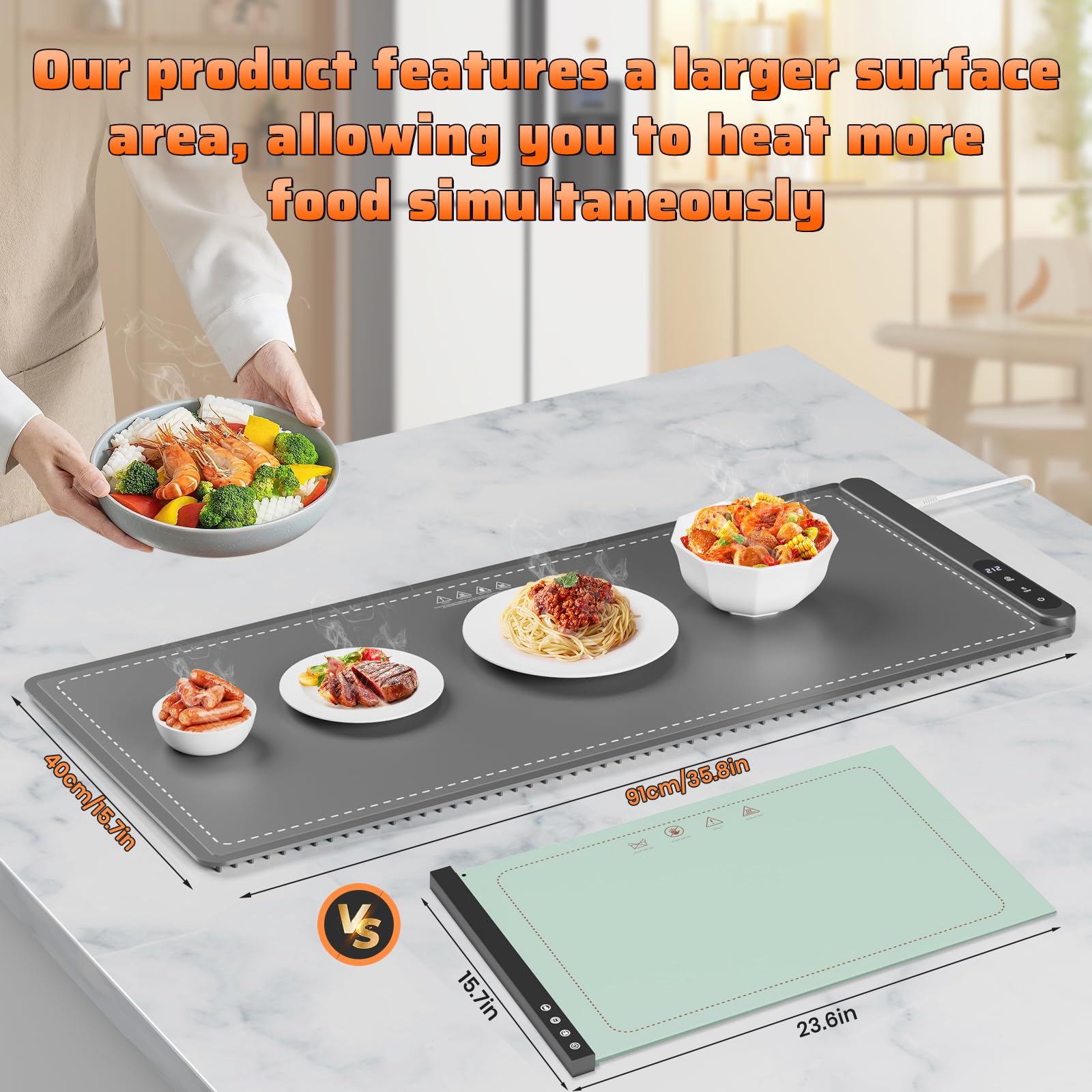 HYEDSM Extra Large Food Warming Mat for Buffets Party, 36