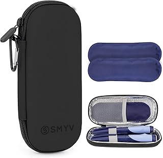 SMYV Insulin Cooler Travel Case with 2 TSA Approved Ice Packs, Medication Cooler for Diabetic Supplies, Compact for Travel and Daily Life - Black