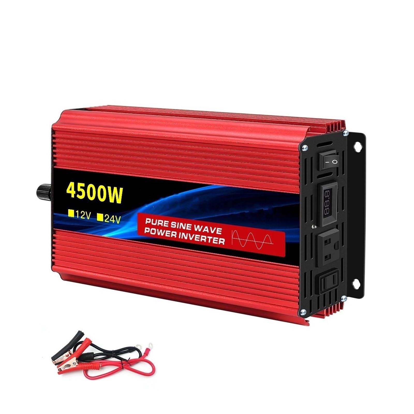 Inversor Onda Sinusoidal Pura 12 V/24 V A CA 110 V 60 Hz Convertidor Portátil Voltaje 6000 W para Coche con Transferencia LED Convertidor(12V 60HZ,4500W)
