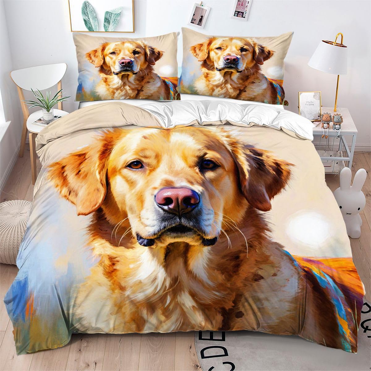 Housse de Couette Chien 3D Douce sur la Peau pour Lit 160x200