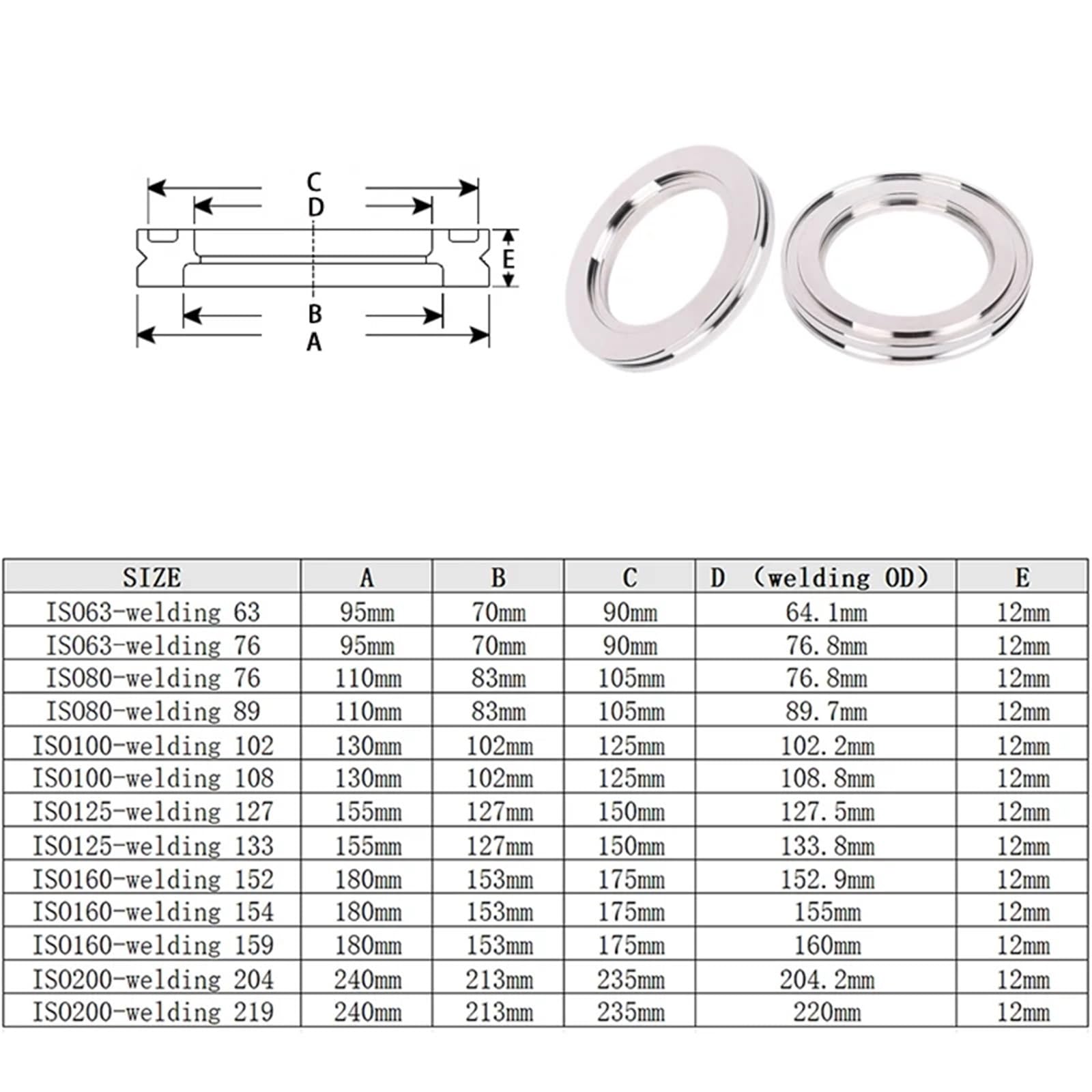 Brida de vacío ISO-K (ISO63/80/100/125/160/200), acero inoxidable SS304/316L, soldadura interna y diseño de fijación de calibrador(SUS304,ISO100-welding 102)