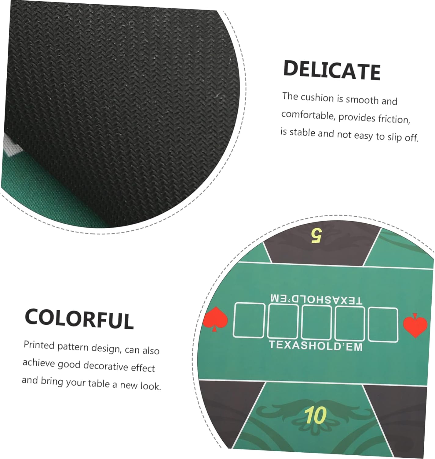 Household Rubber Poker Table Cover Game Mat for Family Fun for Home Desktop Use and Board Games