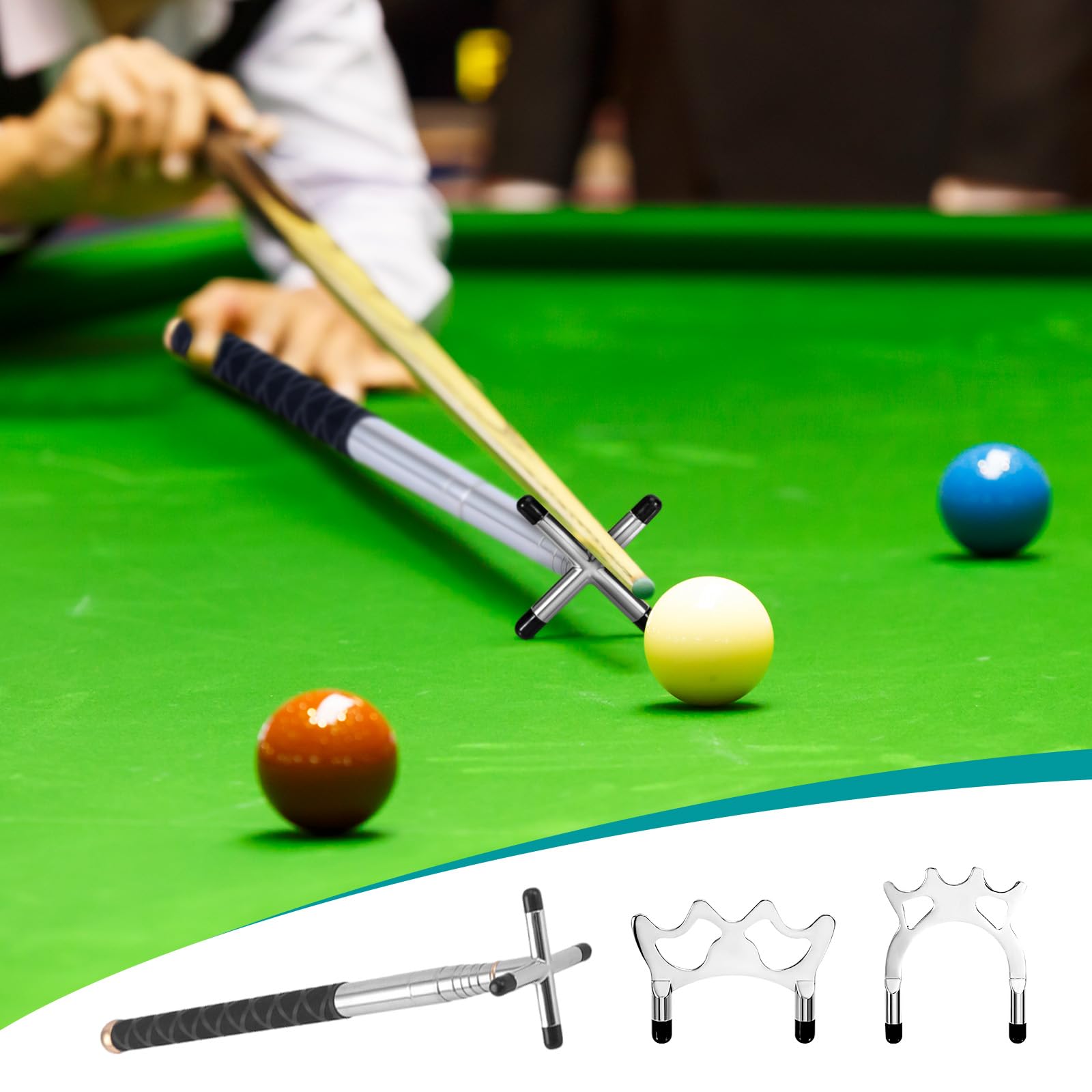 F Fityle Billard Queue Stick Brücke, Abnehmbarem Messing Brücken Kopf Brücke Halter Billard Zubehör, Versenkbare Billard Queue Stick für Billardtisch, Snooker, Spiel, Wettkampf