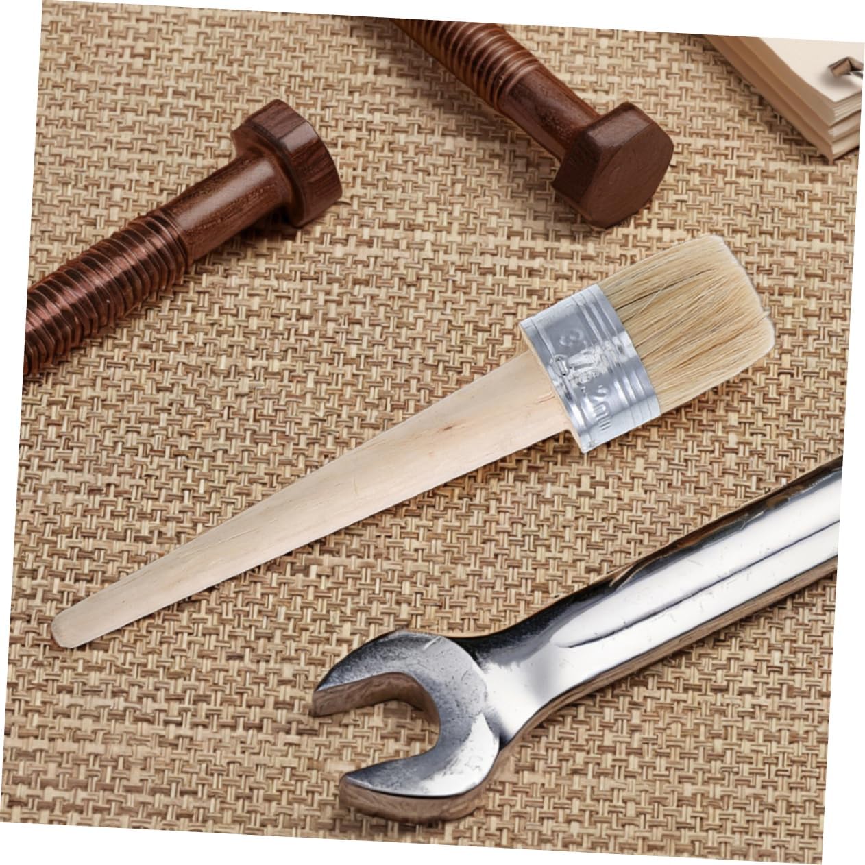 2PCS Round Paint Brushes for Wall Painting Chalk Painting DIY Art Crafts Durable Bristles for Waxing and Home Decor Projects