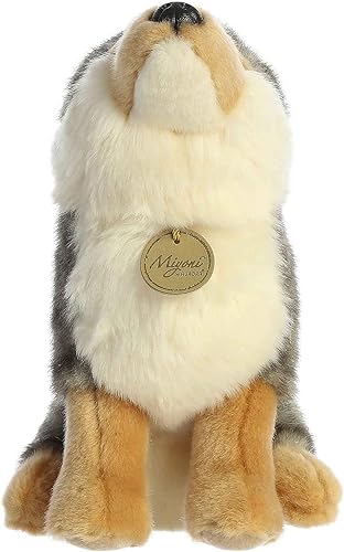 Miniatura 2 de Aurora® Peluche realista de lobo Miyoni® - Detalle realista - Compañerismo apreciado - Gris 10 pulgadas