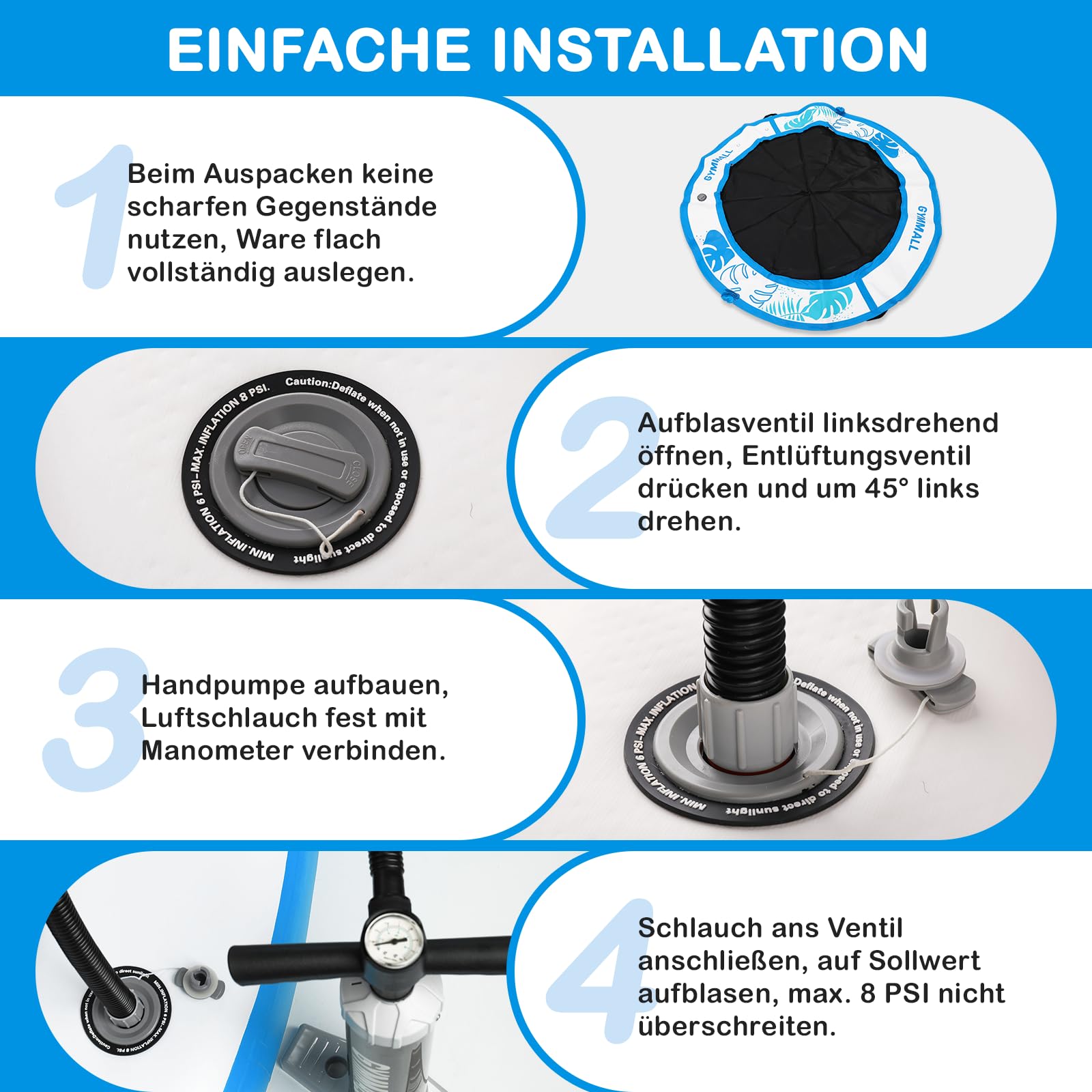 Aufblasbare Schwimmendes Dock, 240cm Runder Aufblasbare Schwimmendes Plattform für Erwachsene,Wasserhängematte Floating Plattform mit Leiter für Pool, See und Strand