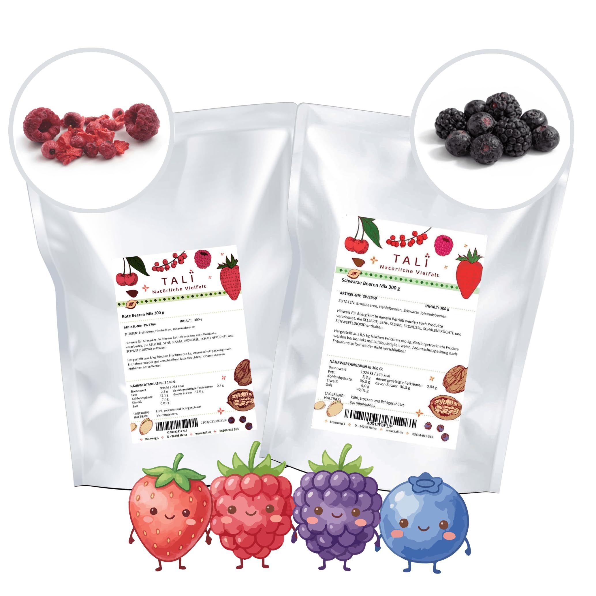 TALI Roter und Schwarzer Beeren Mix gefriergetrocknet Set