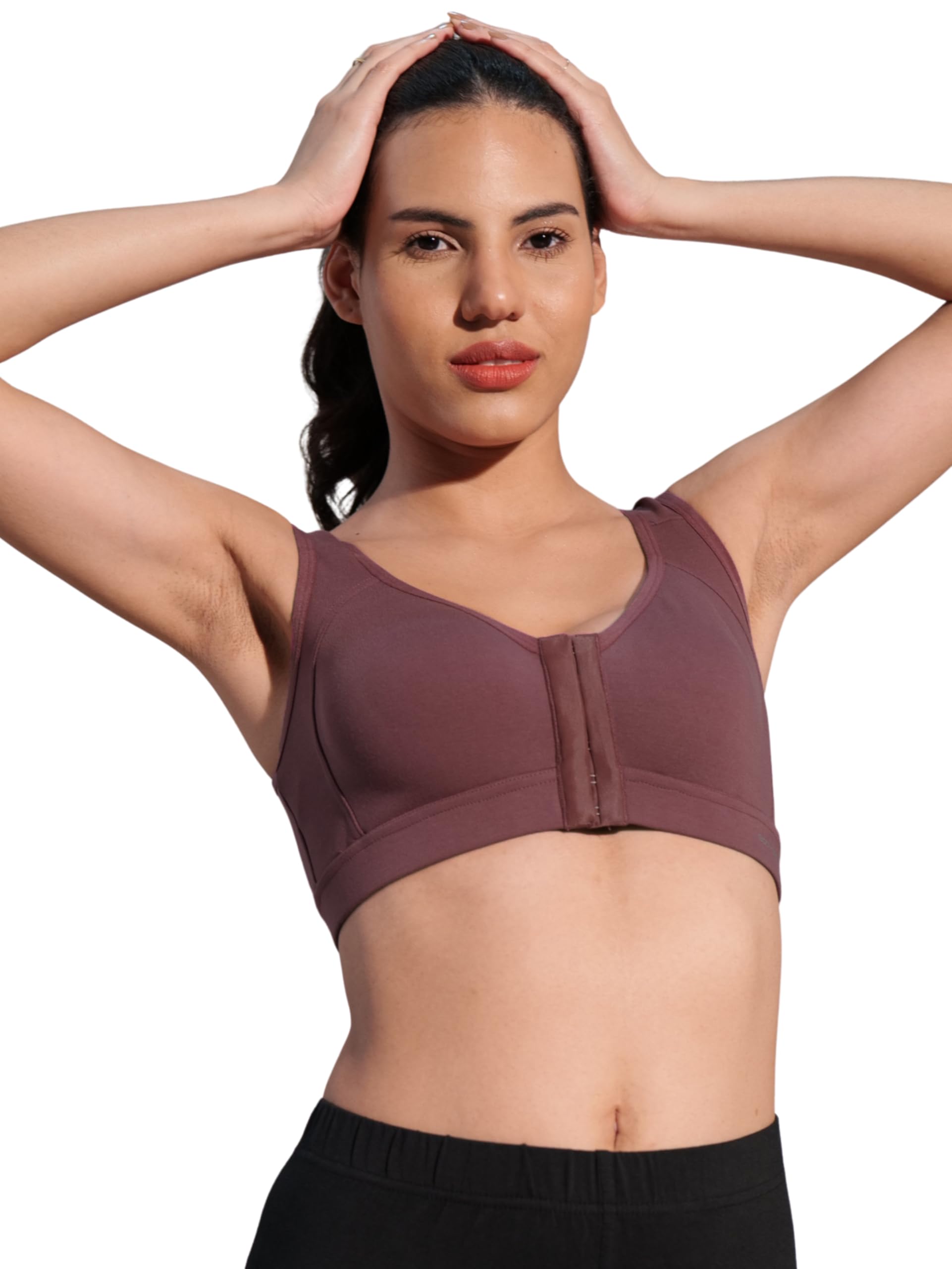 bodysize Cotton Blend Front Open Sports Bra : Women's Daily Use & Activewear | Full Coverage, Max Support | 94% Cotton, 6% Lycra | Easy Front Closure | Breathable Comfort-picture-12