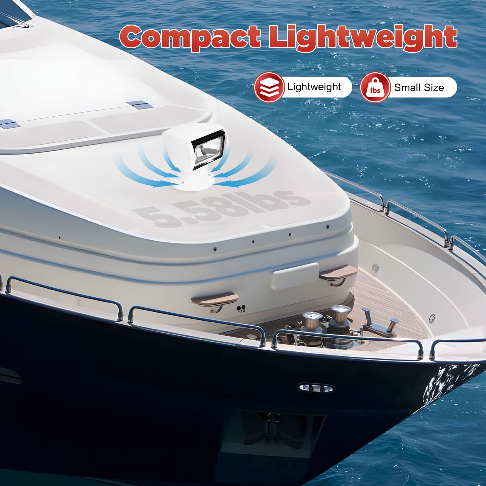 Faro di ricerca telecomandato, IP66, impermeabile, 100 W, per barche, fanali per barche, con base solida, distanza di illuminazione 800 m, per navi notturne, pattuglie marine