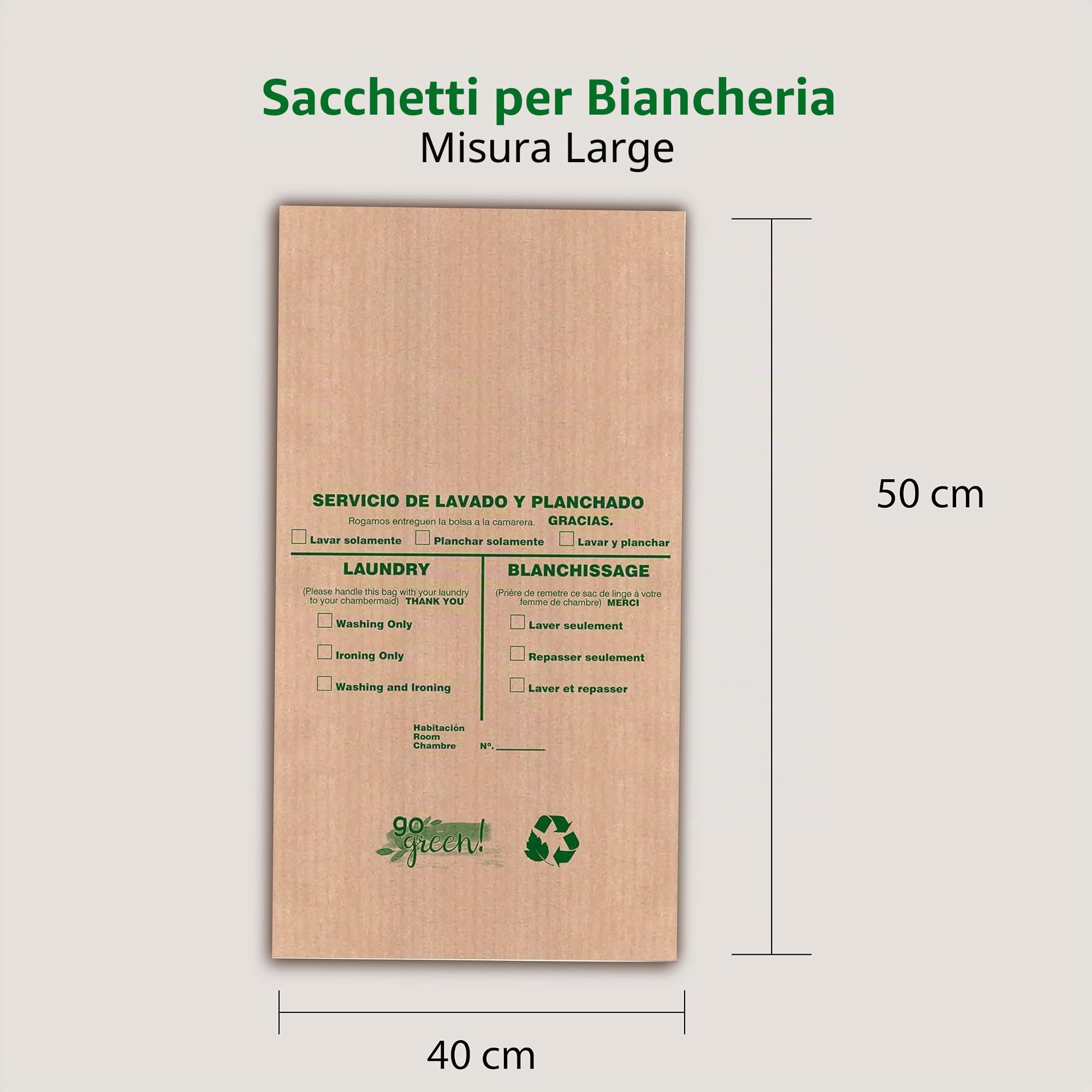 250 Sacchetti per lavanderia Eco usa e getta | Buste biodegradabili per il servizio lavanderia degli hotel| 100% sostenibile ed ecologica | 100% Made in Spain