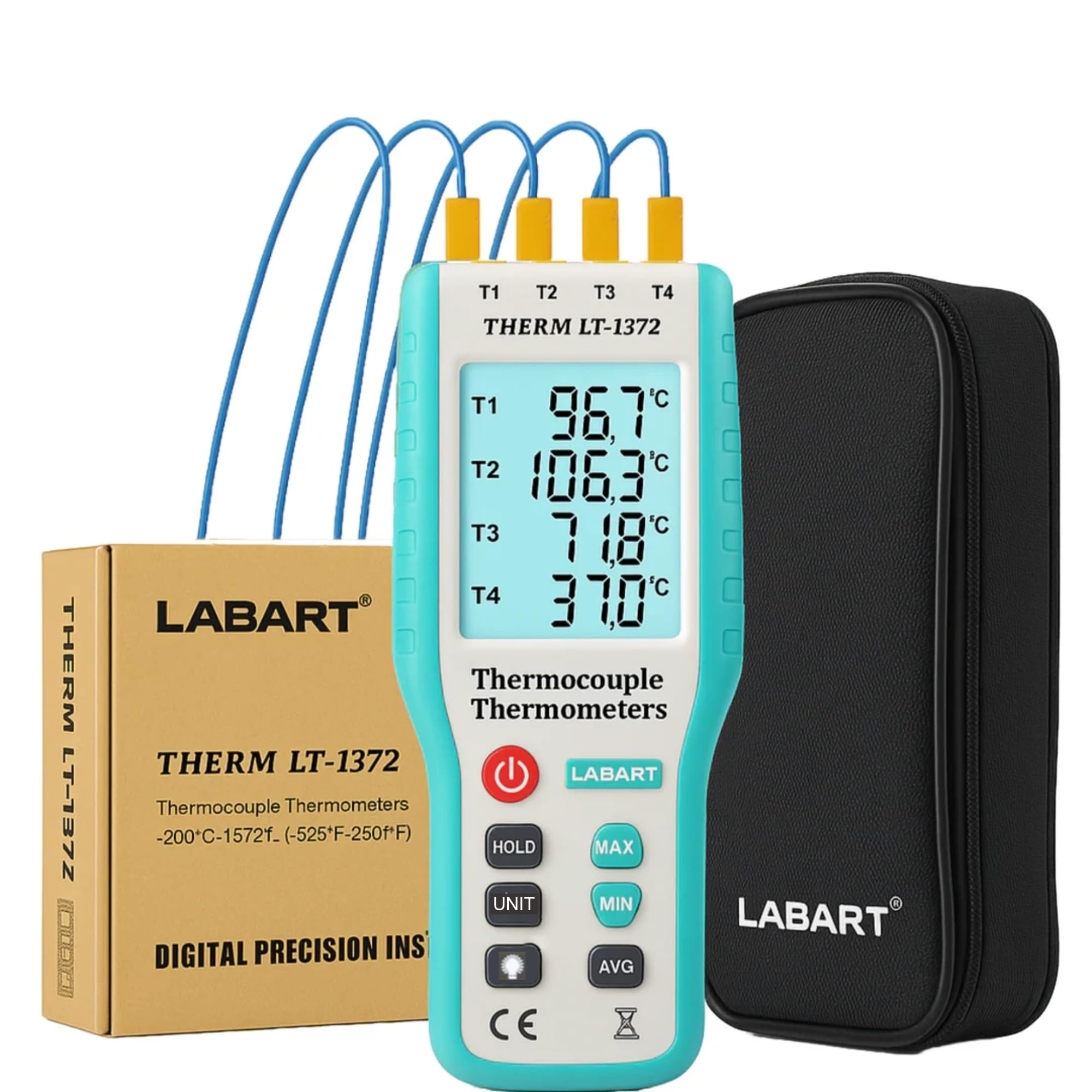 LABART 4-Channel K-Type Digital Thermometer Thermocouple Sensor -200~1372°C/2501°F Sensor HT-9815 with Certificate, Pack of 1-image-46
